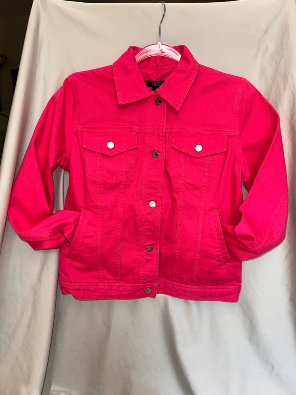 CHAPS by Ralph Lauren Women’s Hot Pink Denim Jacket Size Small